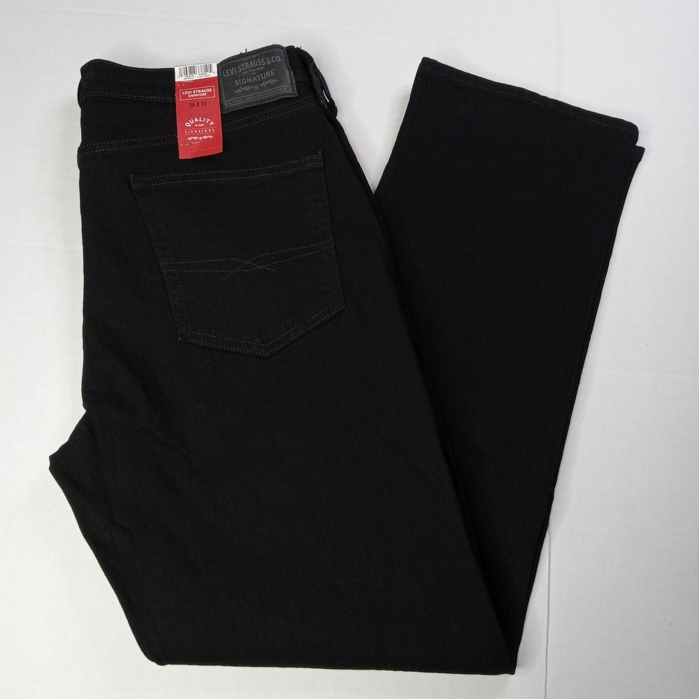 Signature By Levi Strauss Straight Jeans Men's Size 36x30 Black Ultimate Flex